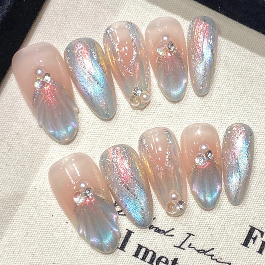Blue Aurora Mermaid 10 pcs Press Ons