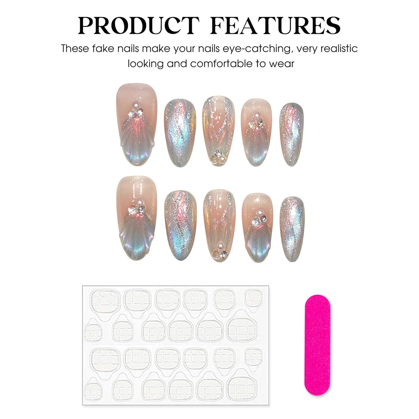 Blue Aurora Mermaid 10 pcs Press Ons
